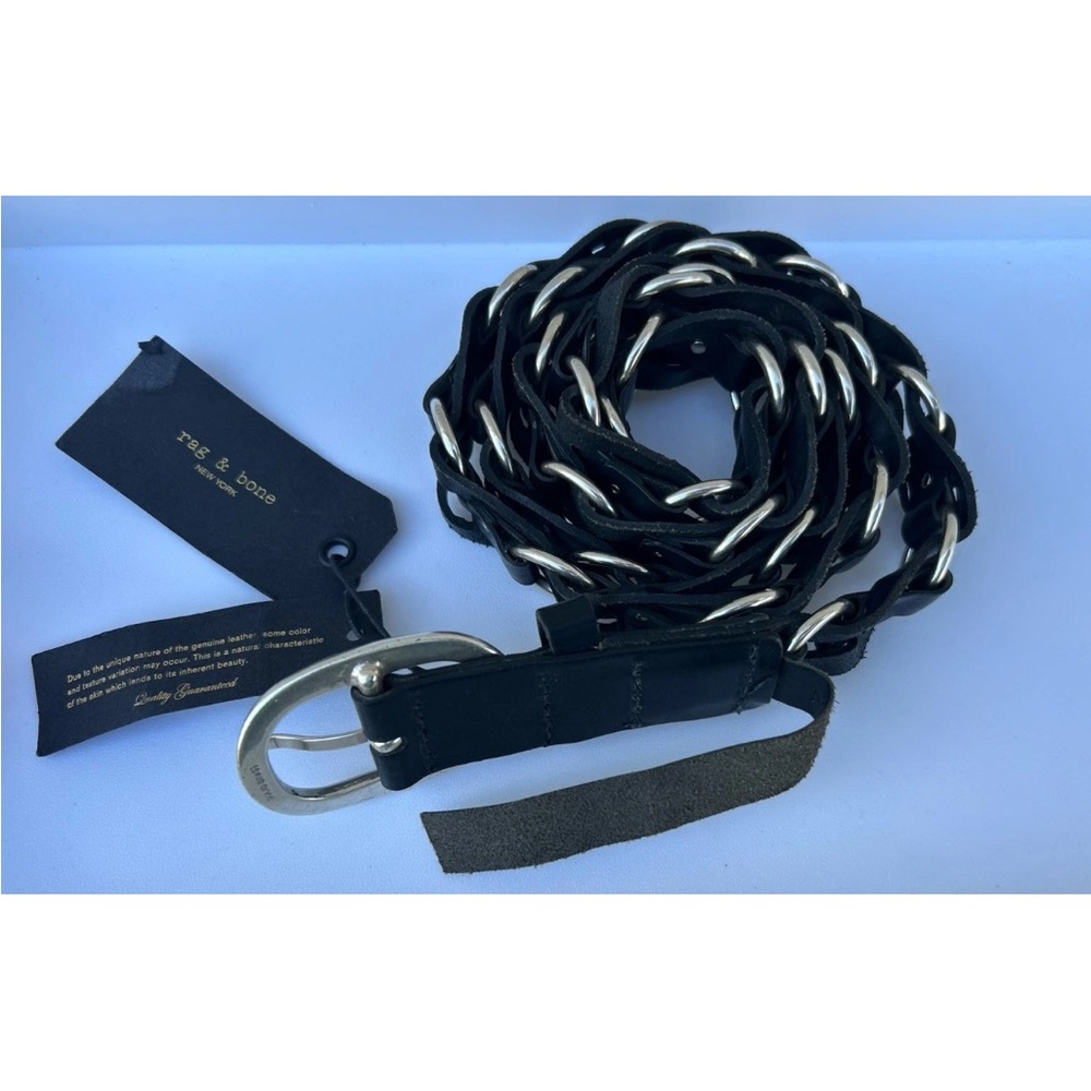 Rag & Bone Black mason woven belt m/l